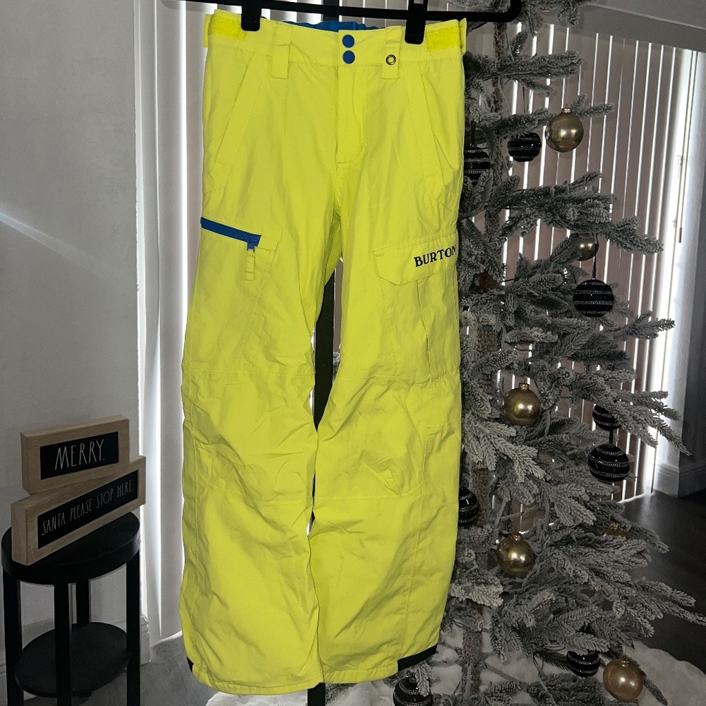 Youth Boys Burton Snowboard Pants Ski Pants, Yellow, Small, Worn 1x